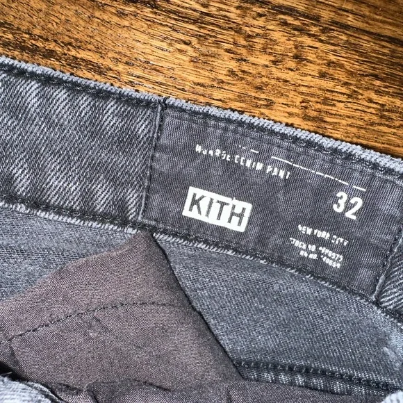 Kith Monroe Denim Pant Mens 32 Black Dark Wash Jeans Slim Distressed